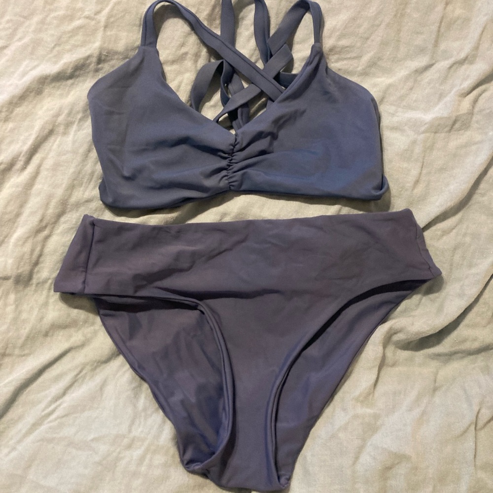 Fused Hawaii Kohanaiki bikini top, Haleakala bottom periwinkle blue size L